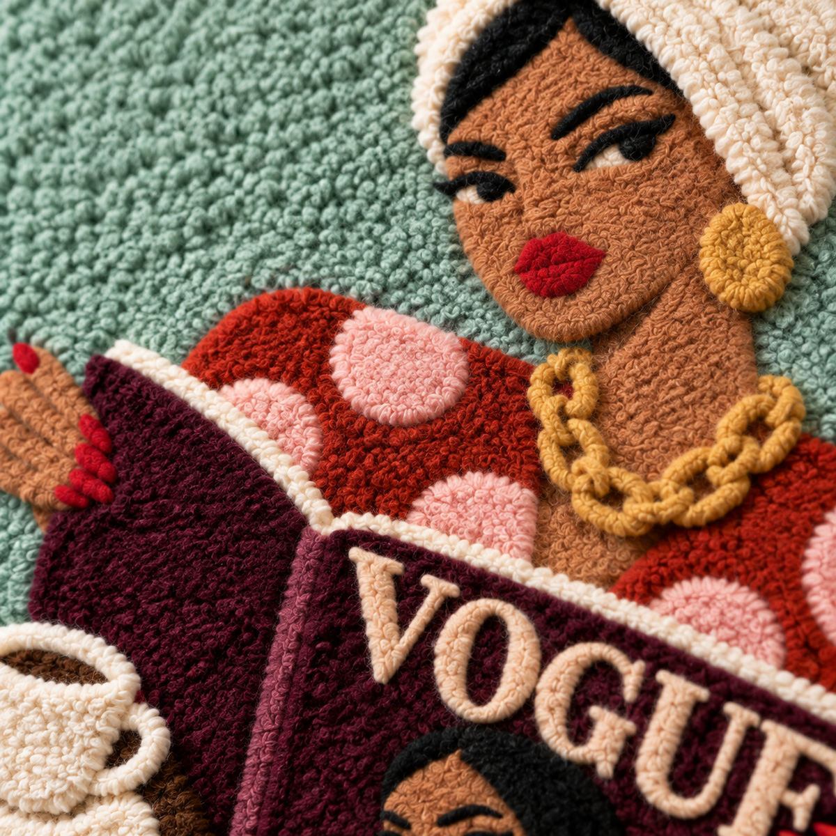 Mint Morning Fashion Pages — tufted wool texture detail