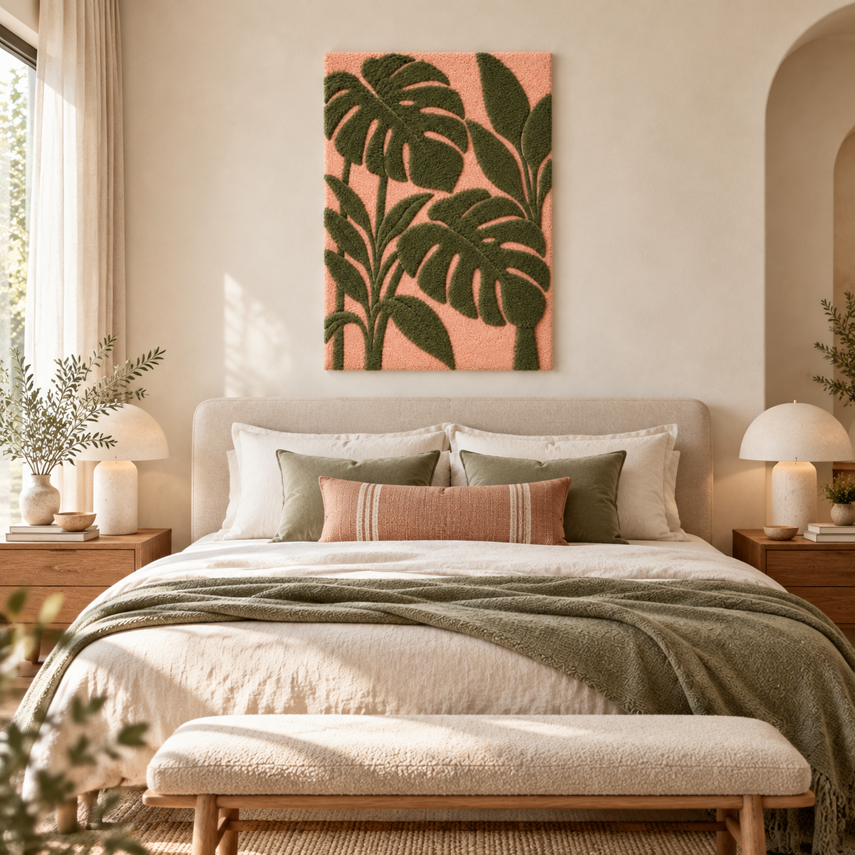 Monstera on Blush — room setting 1