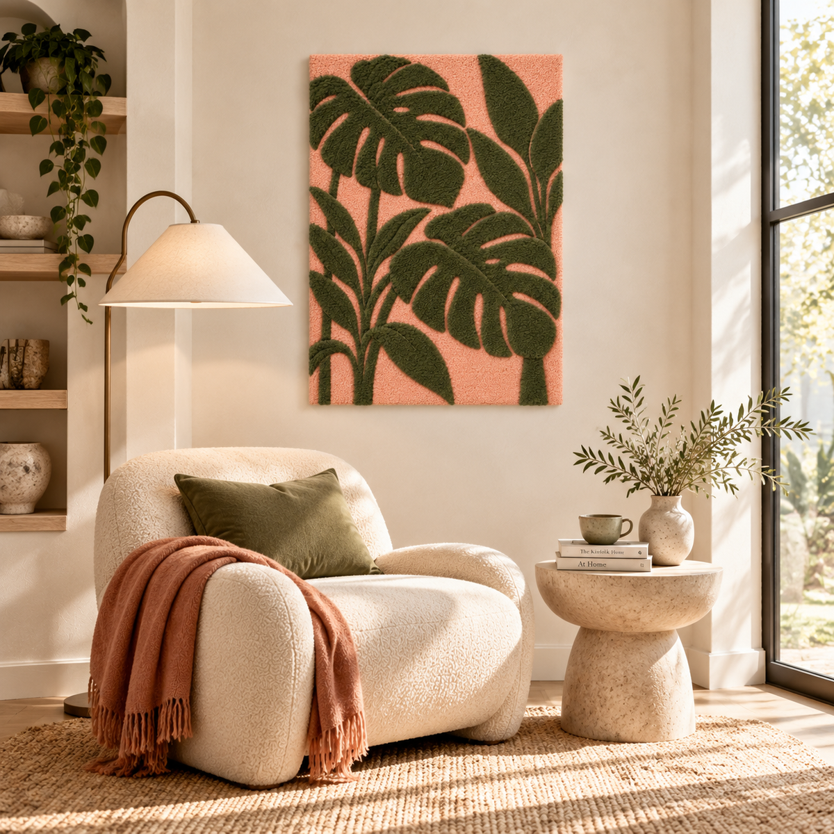 Monstera on Blush — room setting 2
