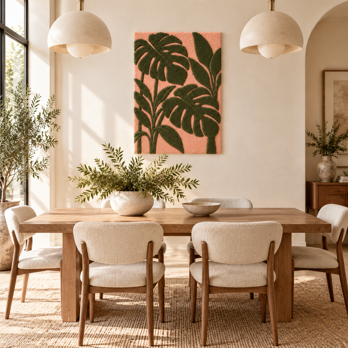 Monstera on Blush — room setting 3