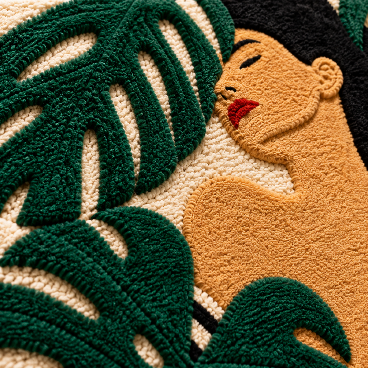 Monstera Reverie — tufted wool texture detail