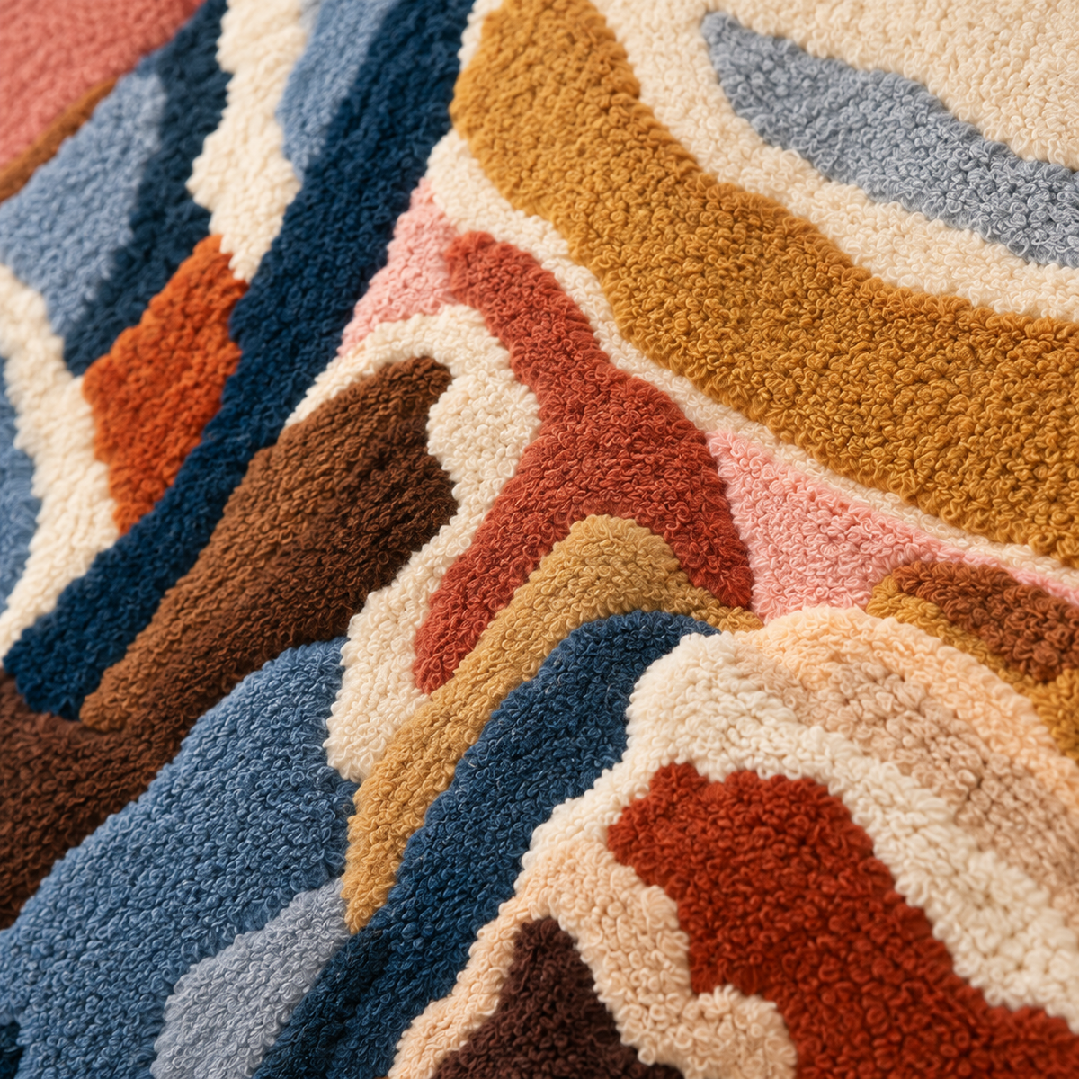 Moon Above the Rose Summit — tufted wool texture detail