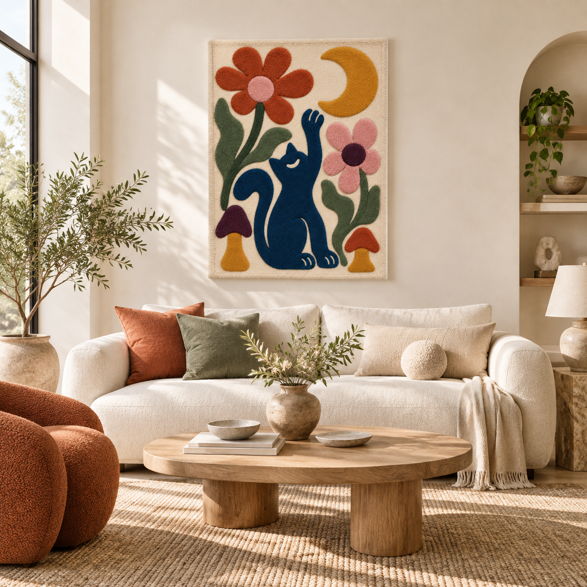 Moon Reaching Garden Cat — front-facing room scene [room-front]