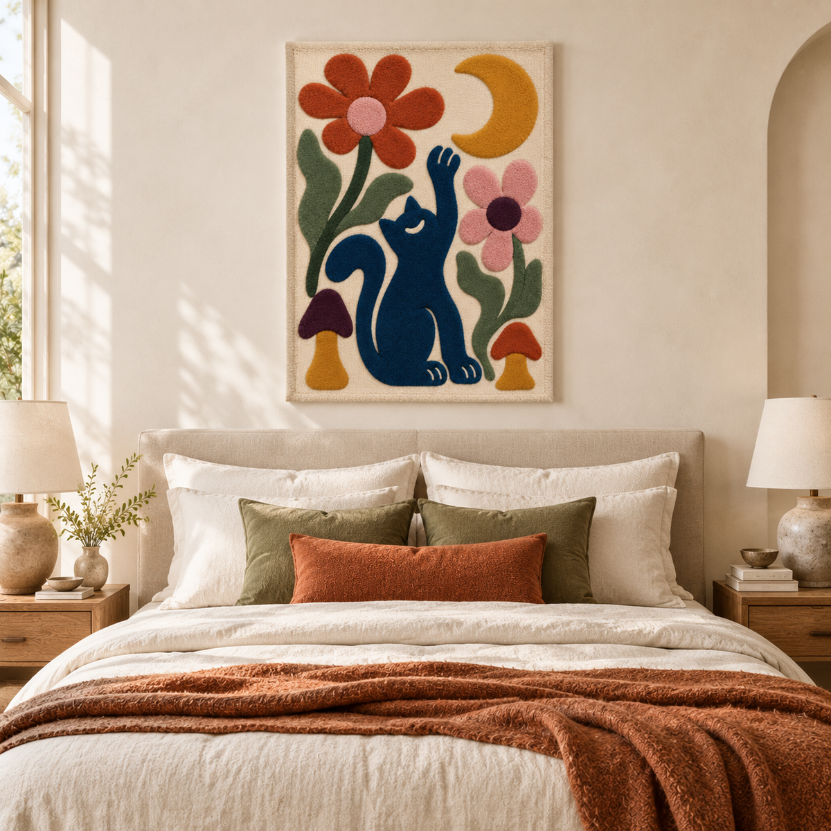 Moon Reaching Garden Cat — room setting