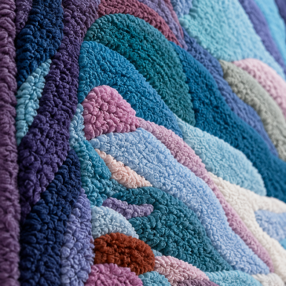Moonblue Woodland Stream — tufted wool texture detail