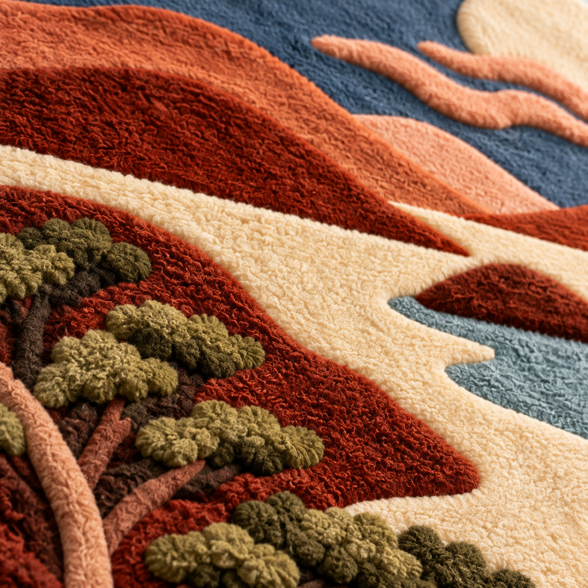 Moonlit Canyon River — tufted wool texture detail
