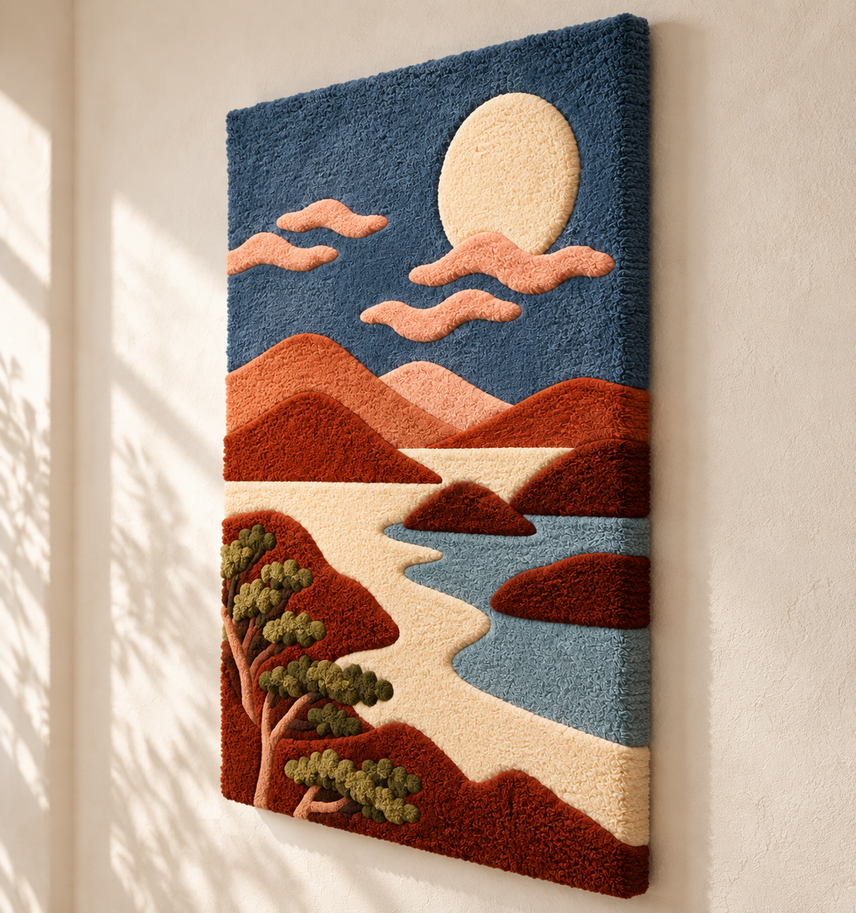 Moonlit Canyon River — angled relief view