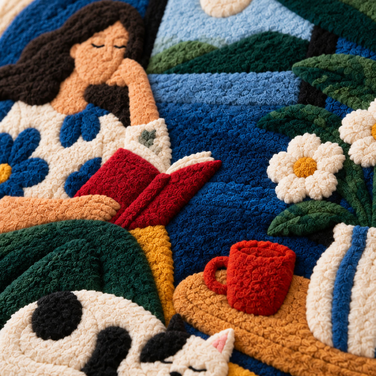Moonlit Reading Companion — tufted wool texture detail