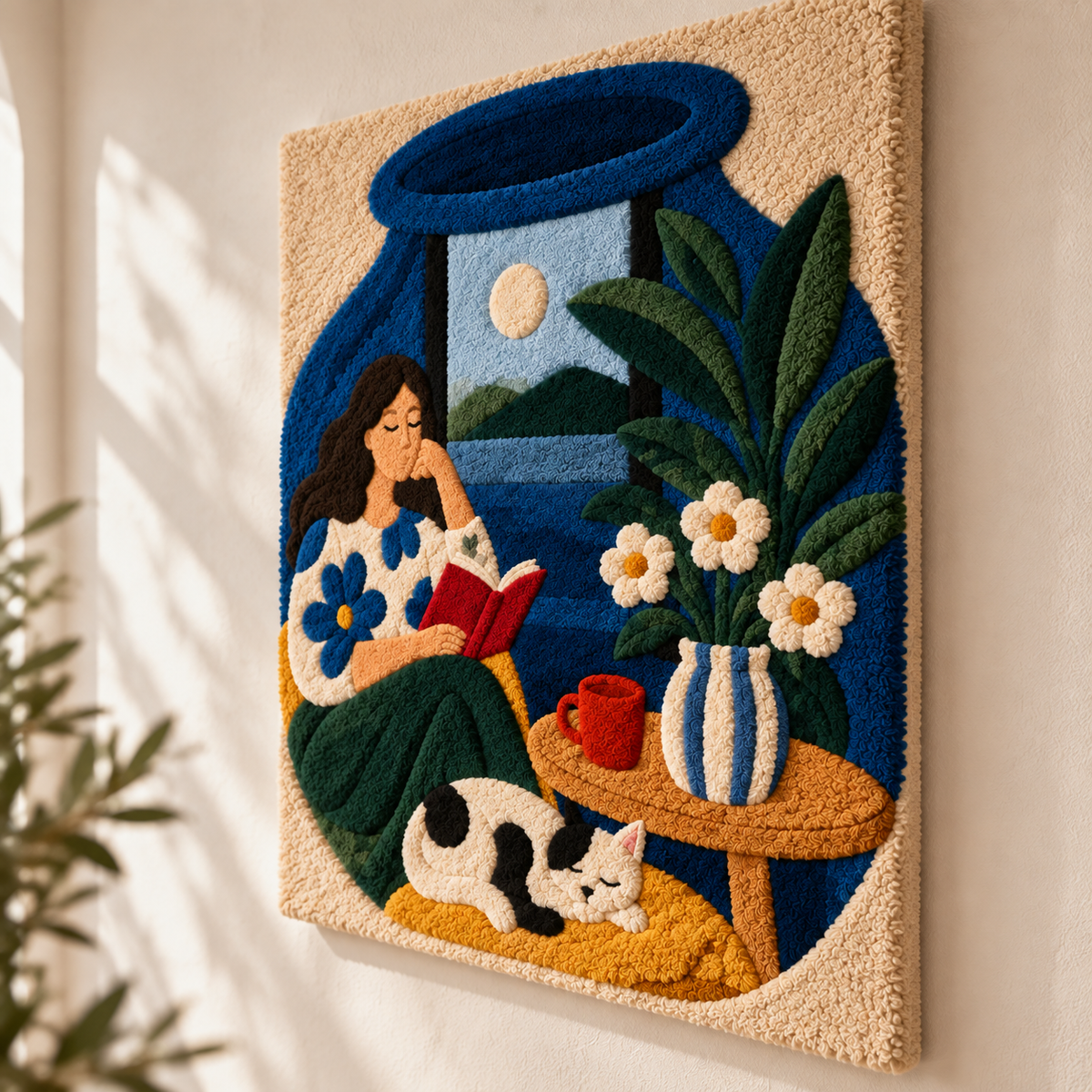 Moonlit Reading Companion — angled relief view
