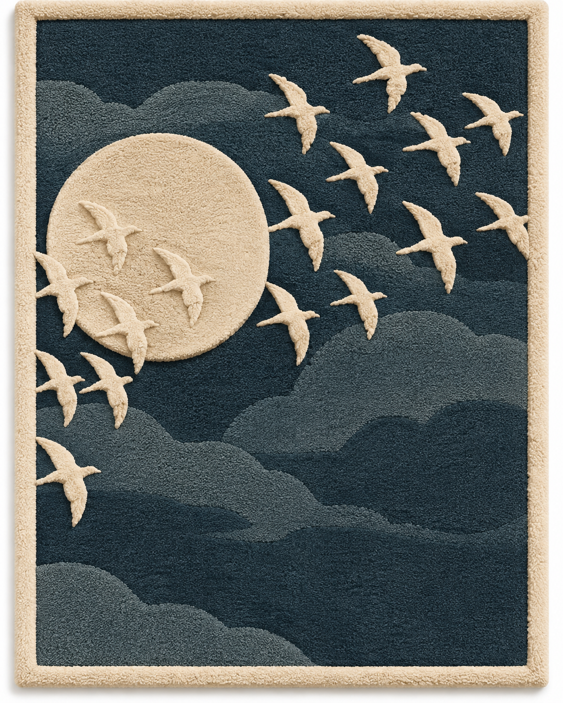 Hewn Earth Moonward Ivory Flock wall art featuring a delicate, flocked design in soft ivory on a smooth background.