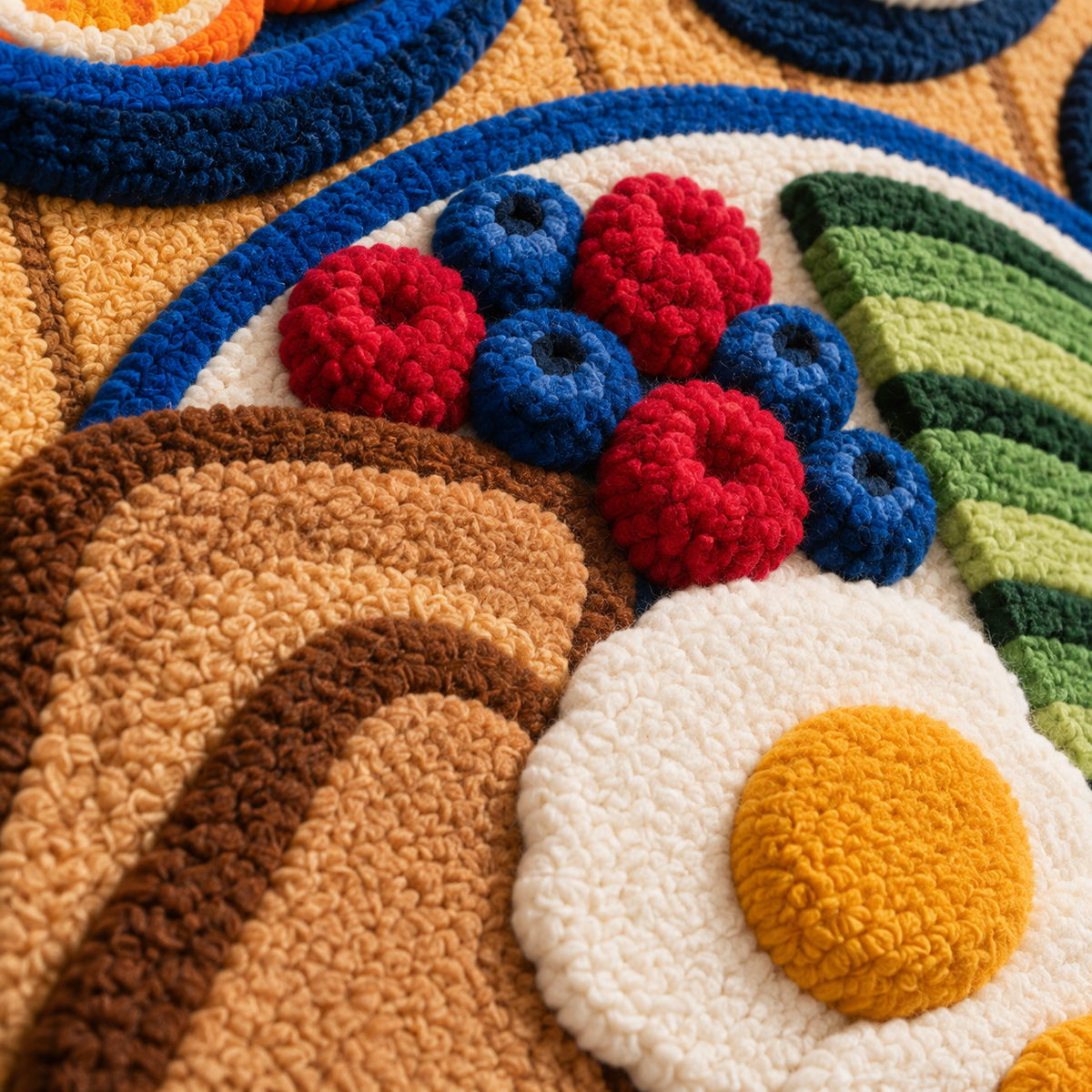 Morning on the Blue Plate — tufted wool texture detail
