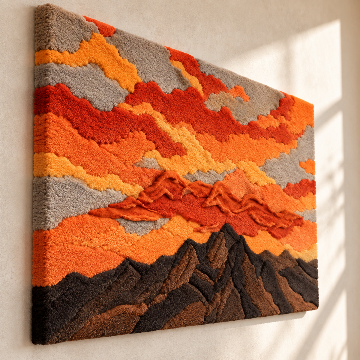 Mountains Under a Flame Sky — angled relief view