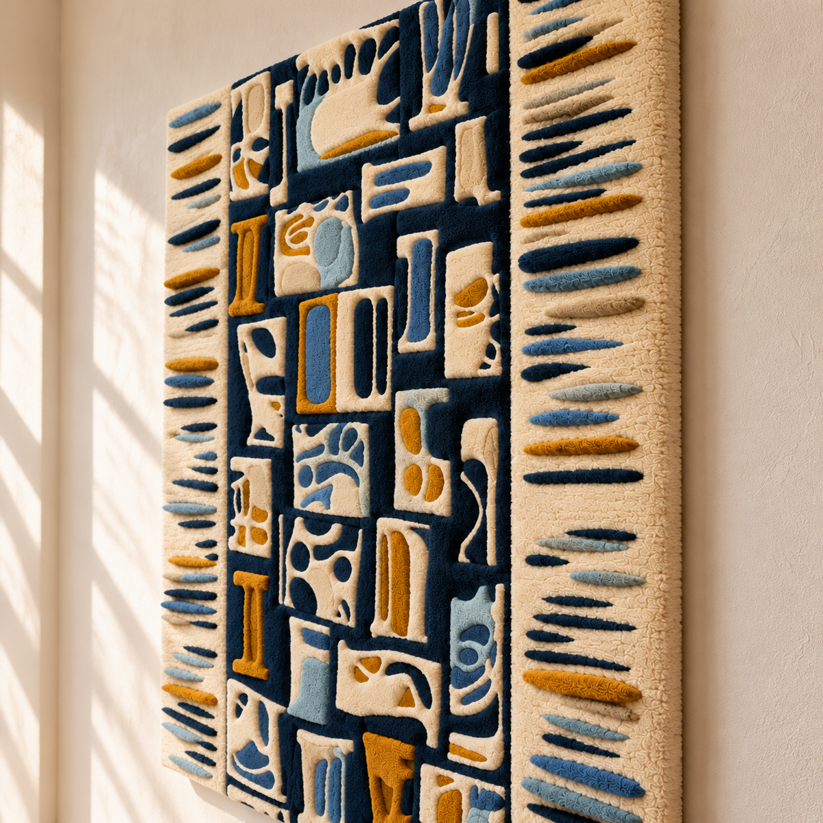 Navy Ochre Talisman by Hewn Earth Studio — angled relief view