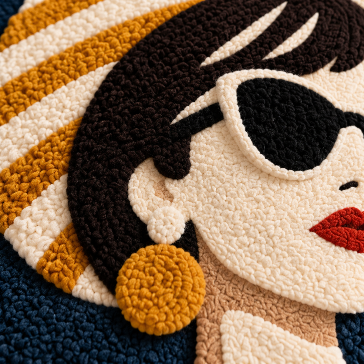 Navy Summer Muse — tufted wool texture detail