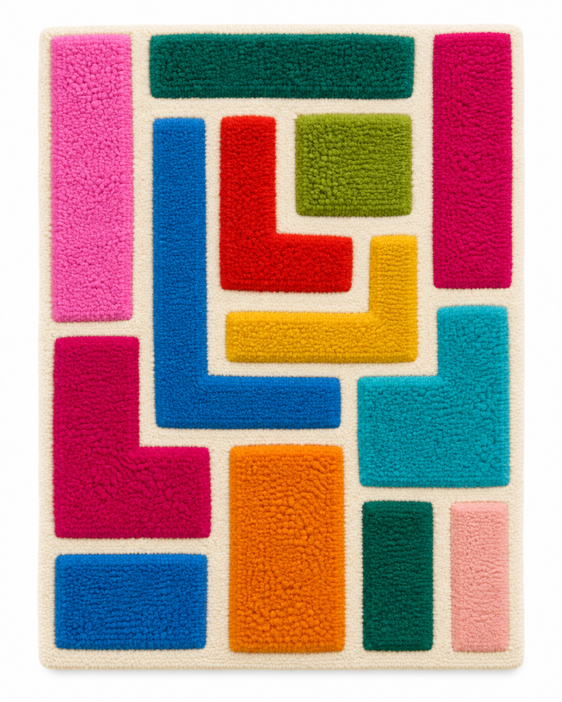 Hewn Earth Nested Candy Corner Blocks wall art featuring colorful, geometric wooden blocks arranged in a nested corner design.