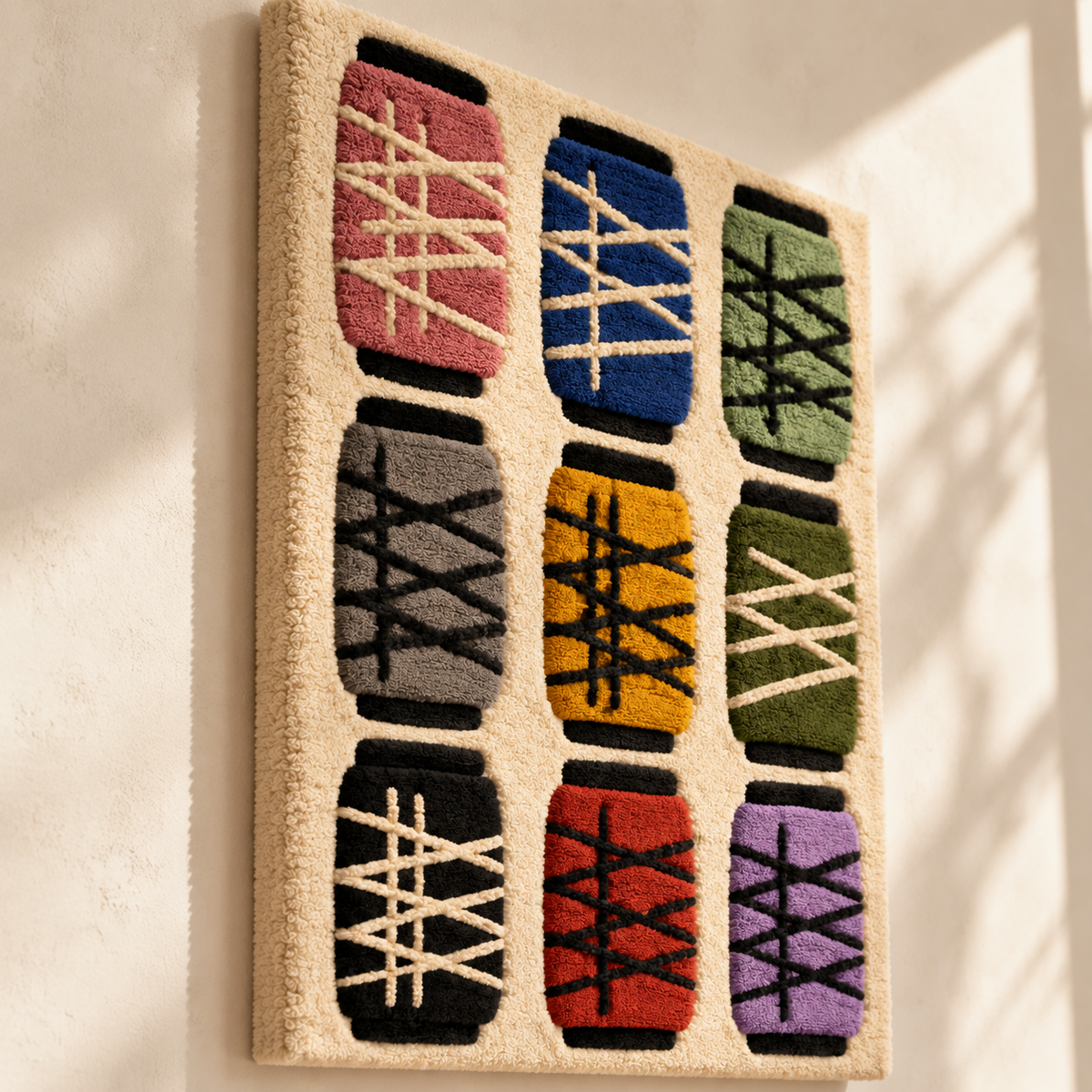 Nine Spools of Color — angled relief view