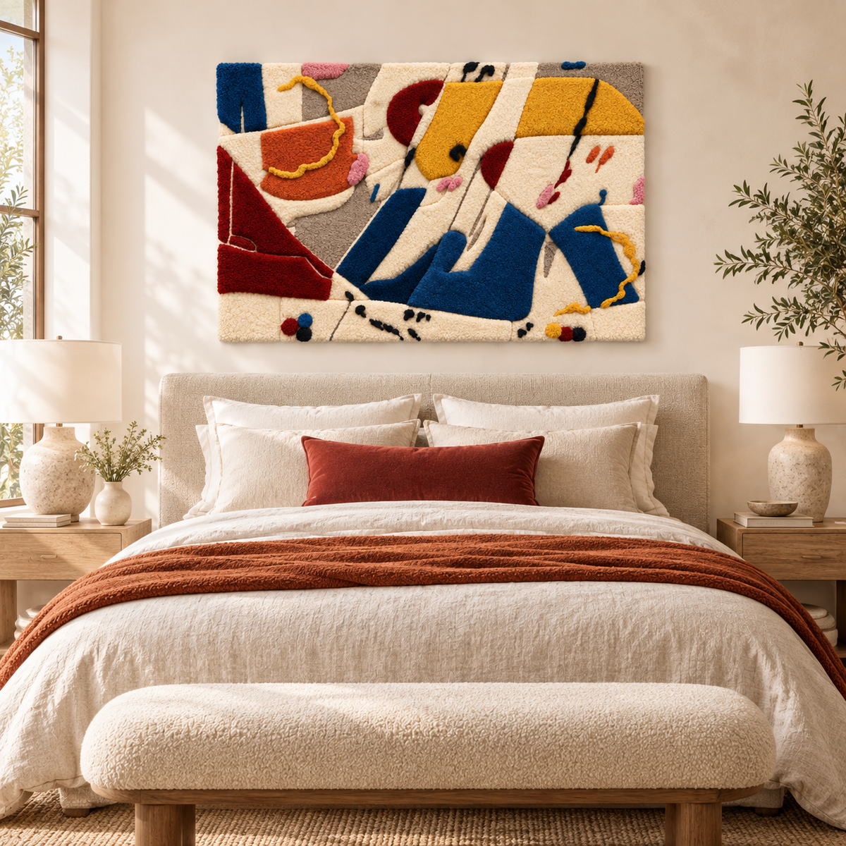 Ochre and Cobalt Syncopation — room setting 3