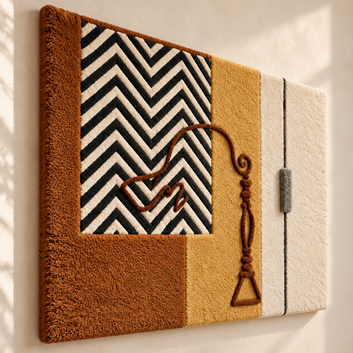 Ochre Chevron Study by Hewn Earth Studio — angled relief view