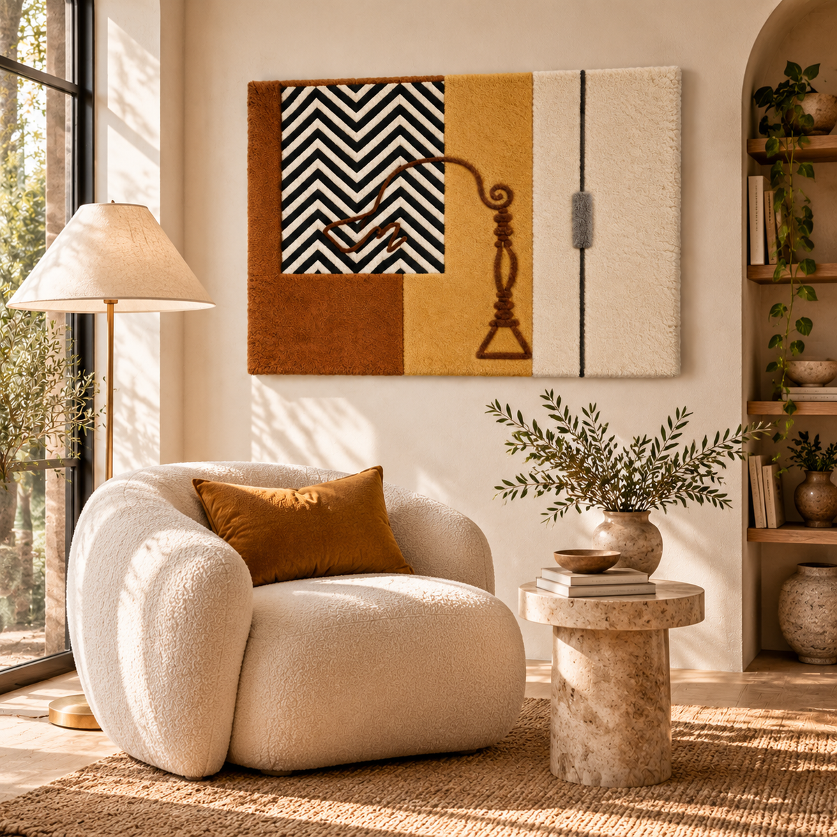 Ochre Chevron Study by Hewn Earth Studio — room setting