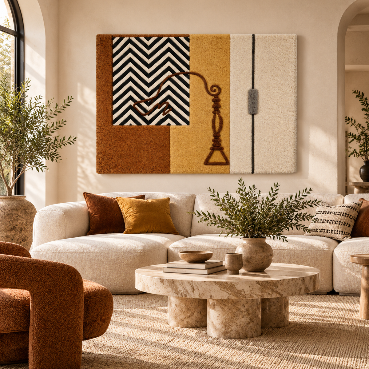 Ochre Chevron Study by Hewn Earth Studio — room setting