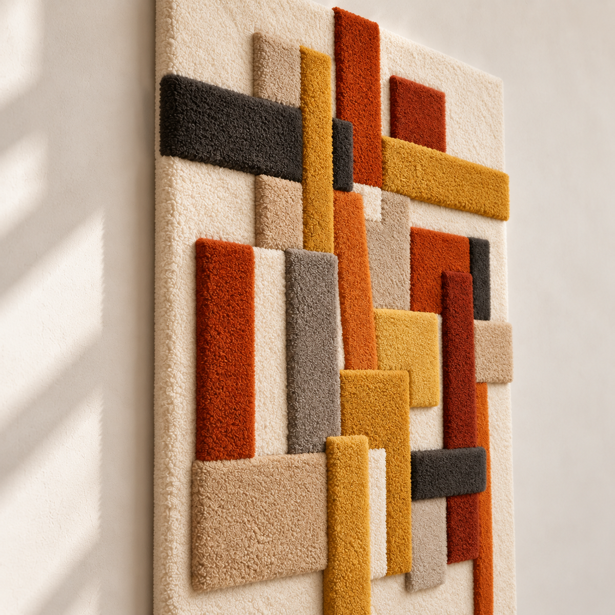 Ochre Crossbar and Rust Columns — angled relief view