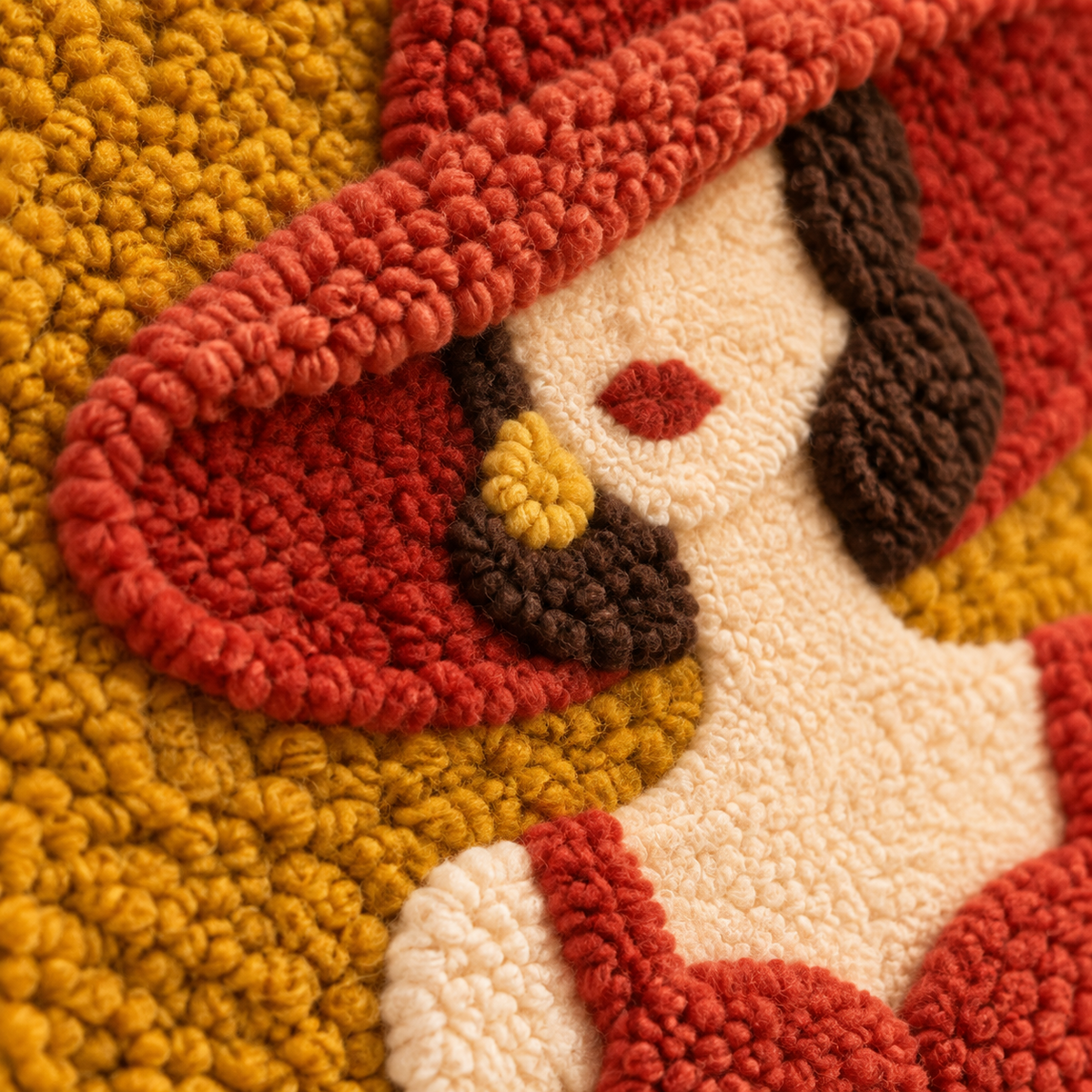 Ochre Evening Muse — tufted wool texture detail