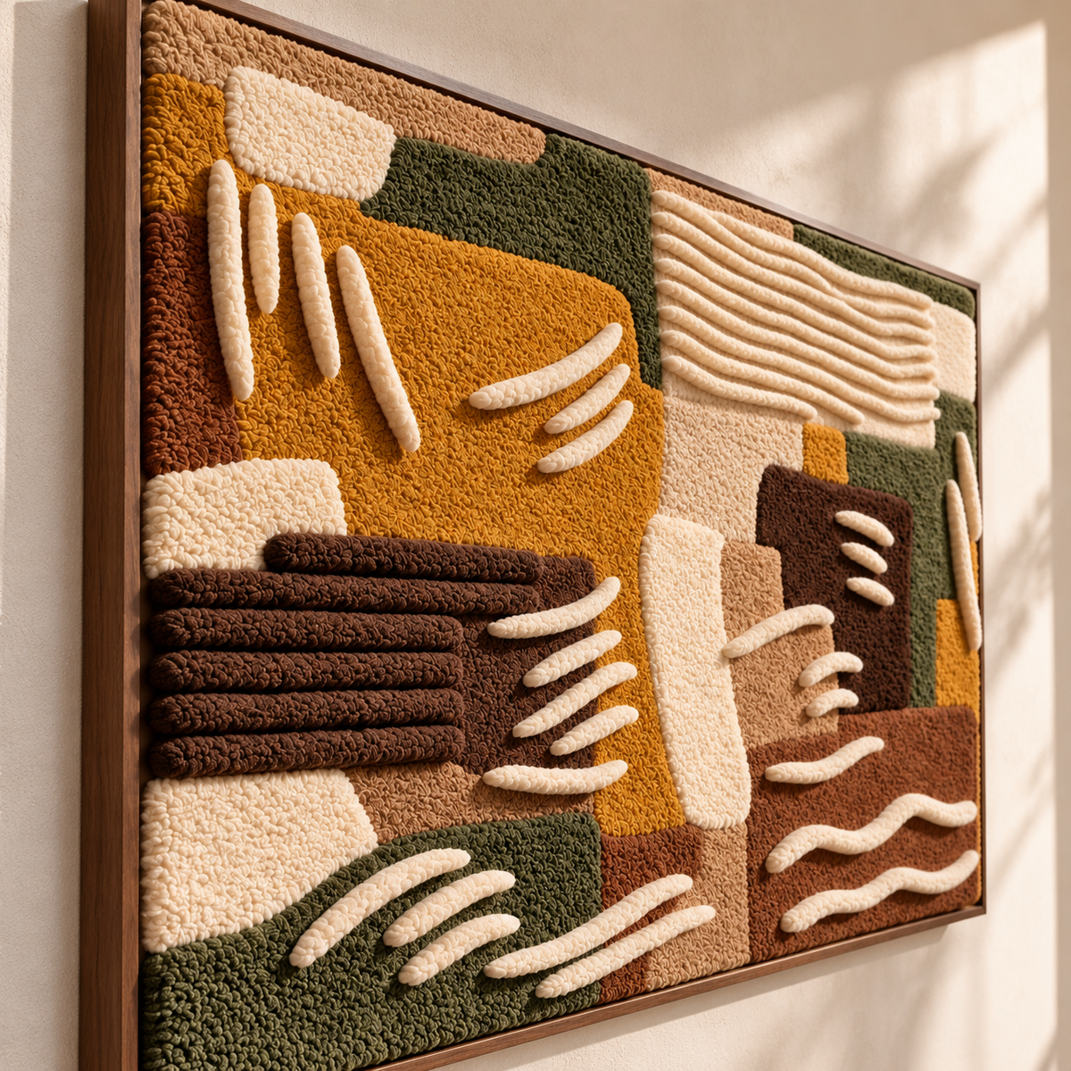 Ochre Olive River Marks by Hewn Earth Studio — angled relief view