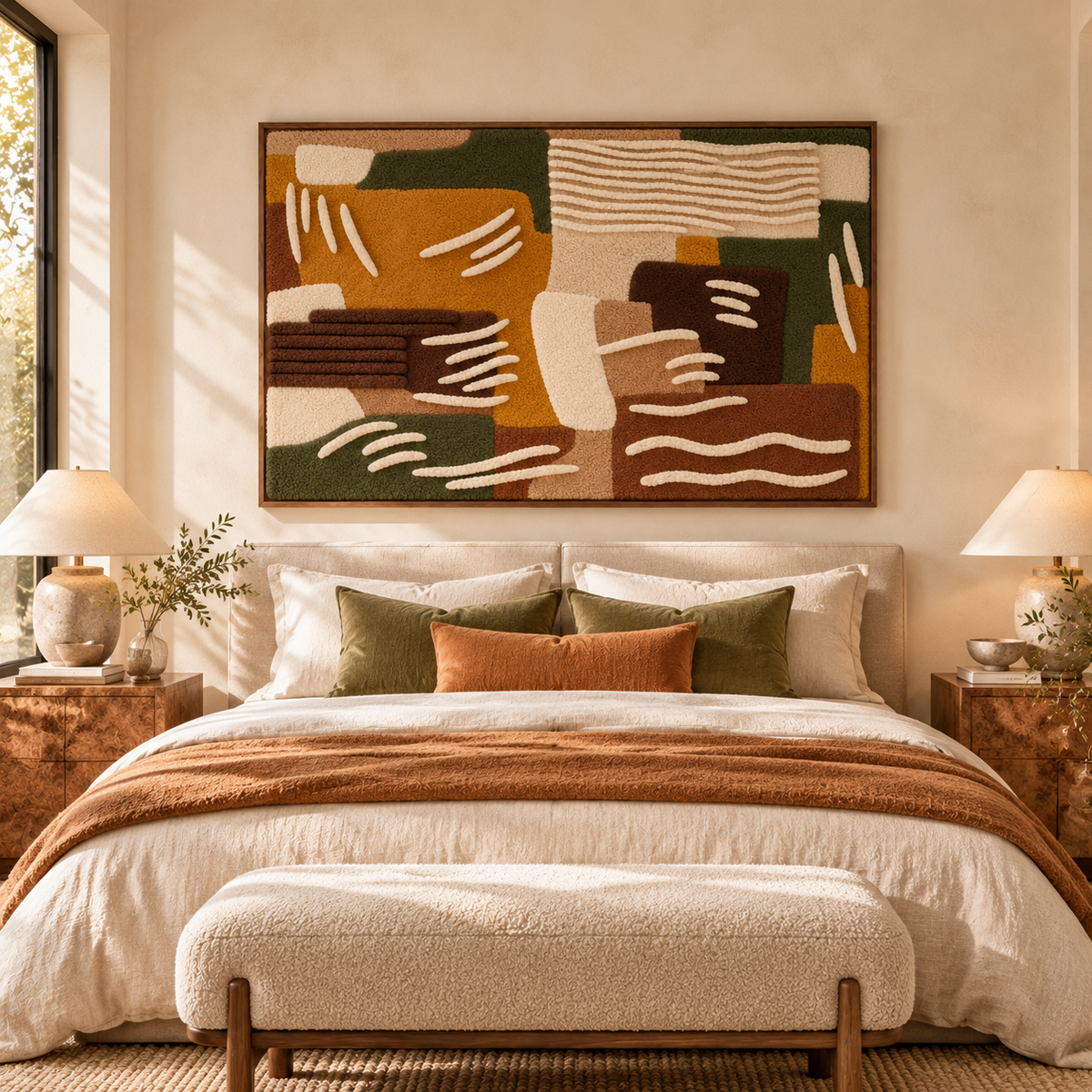 Ochre Olive River Marks by Hewn Earth Studio — room setting