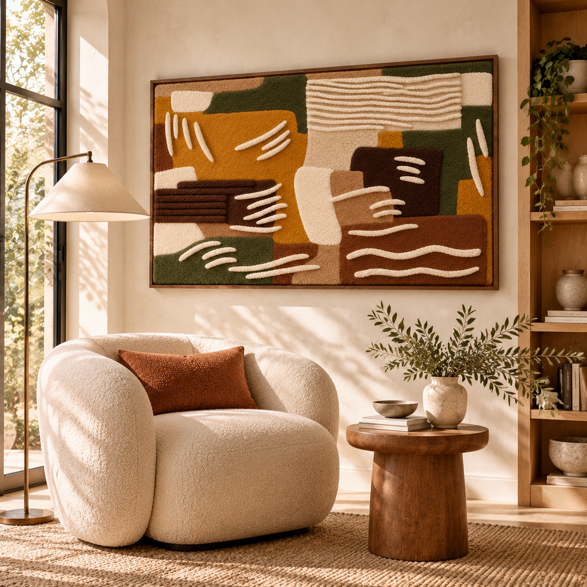 Ochre Olive River Marks by Hewn Earth Studio — room setting