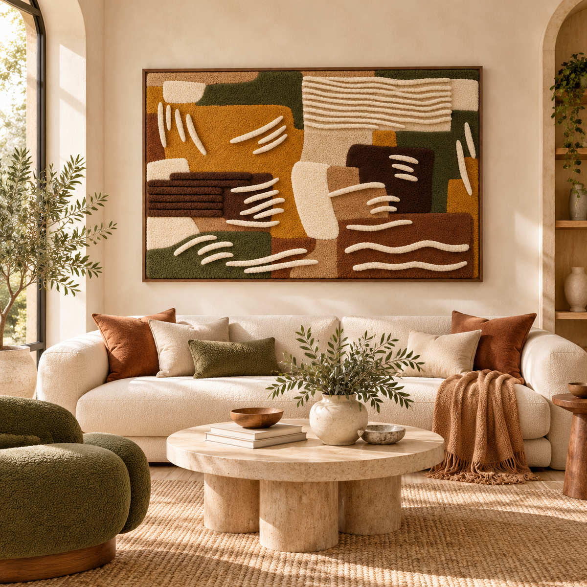 Ochre Olive River Marks by Hewn Earth Studio — room setting