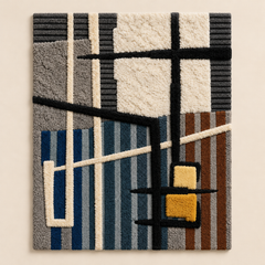 Ochre Squares in a Blue Line Grid