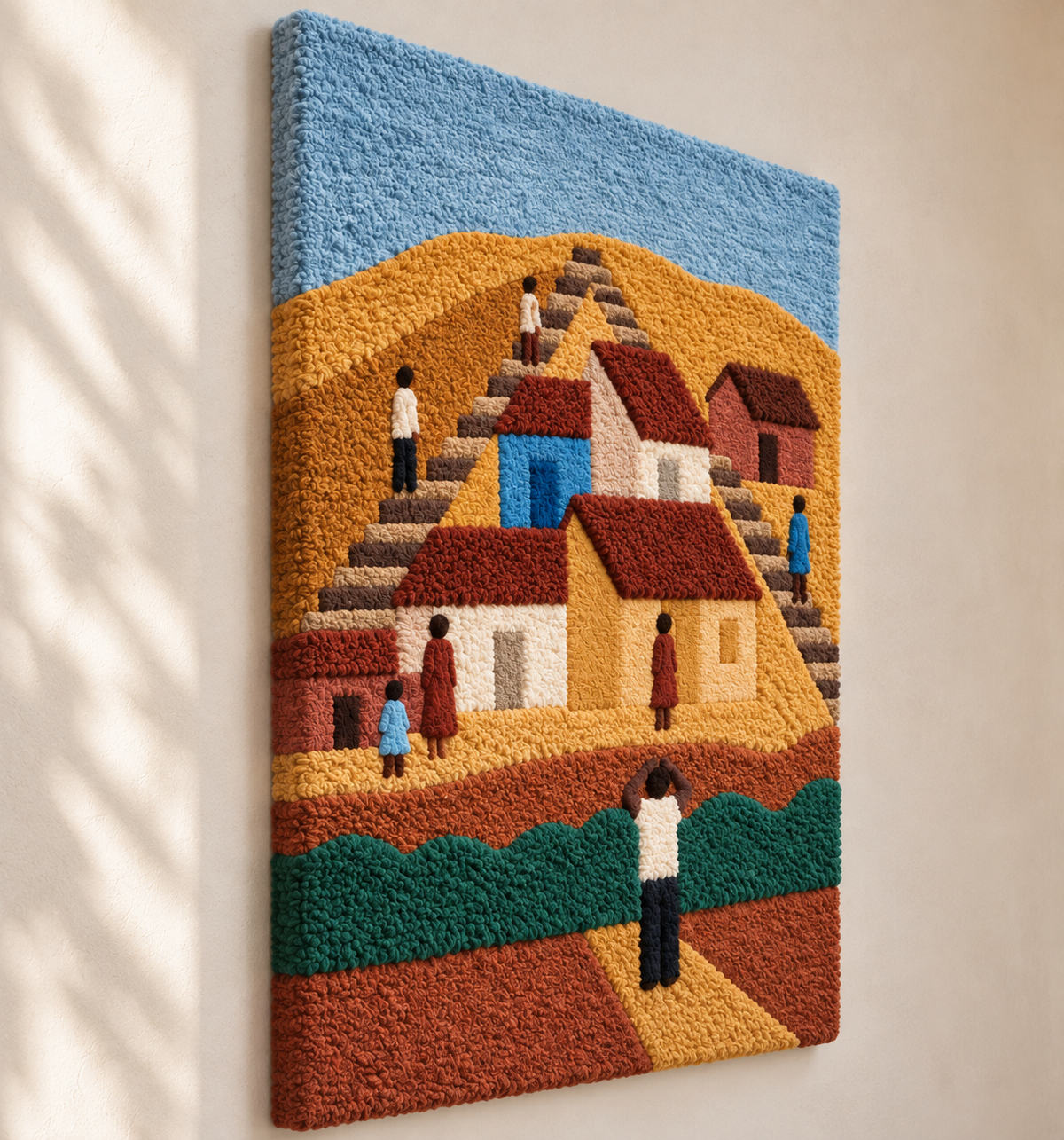 Ochre Village Stairway — angled relief view