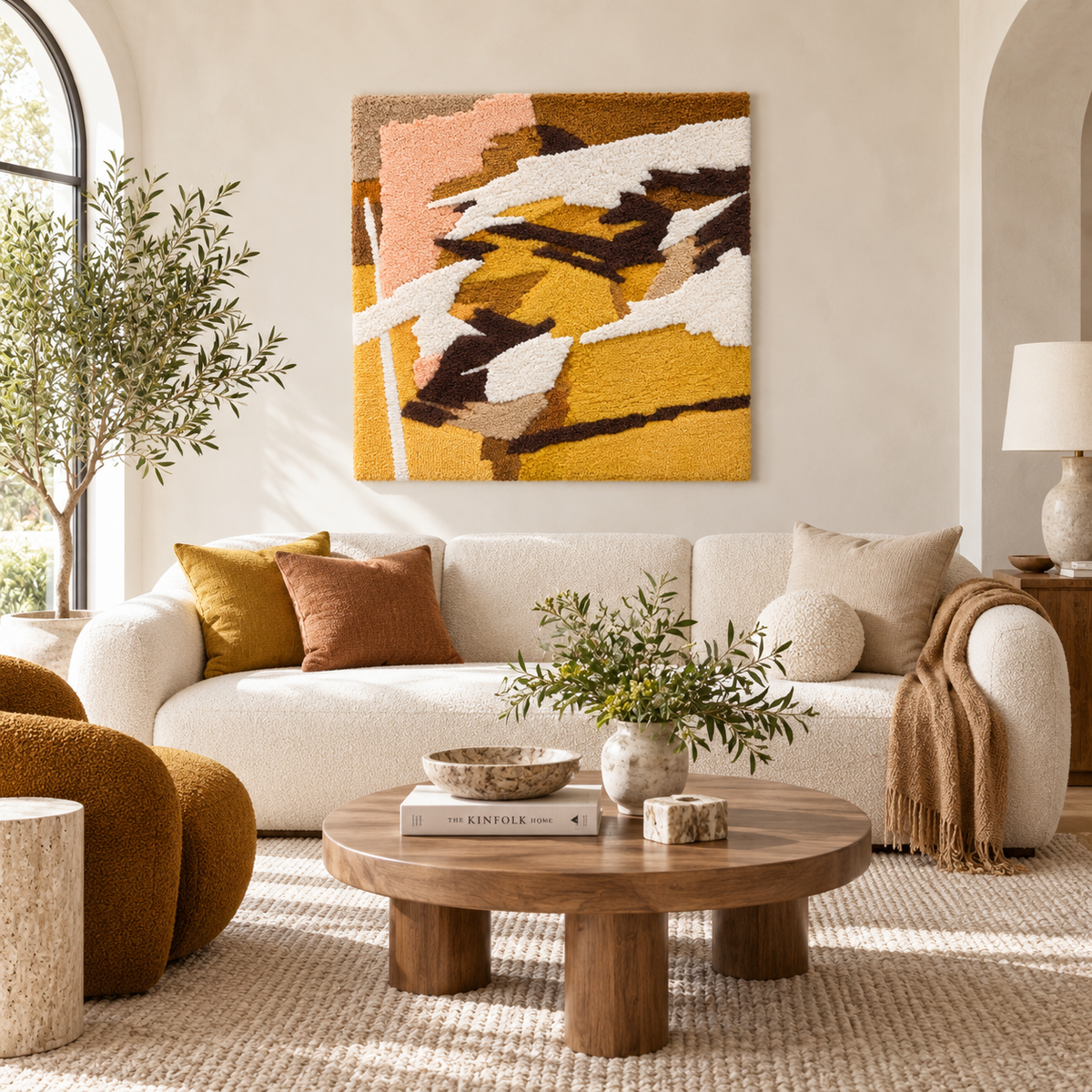 Ochre Windswept Marks — front-facing room scene