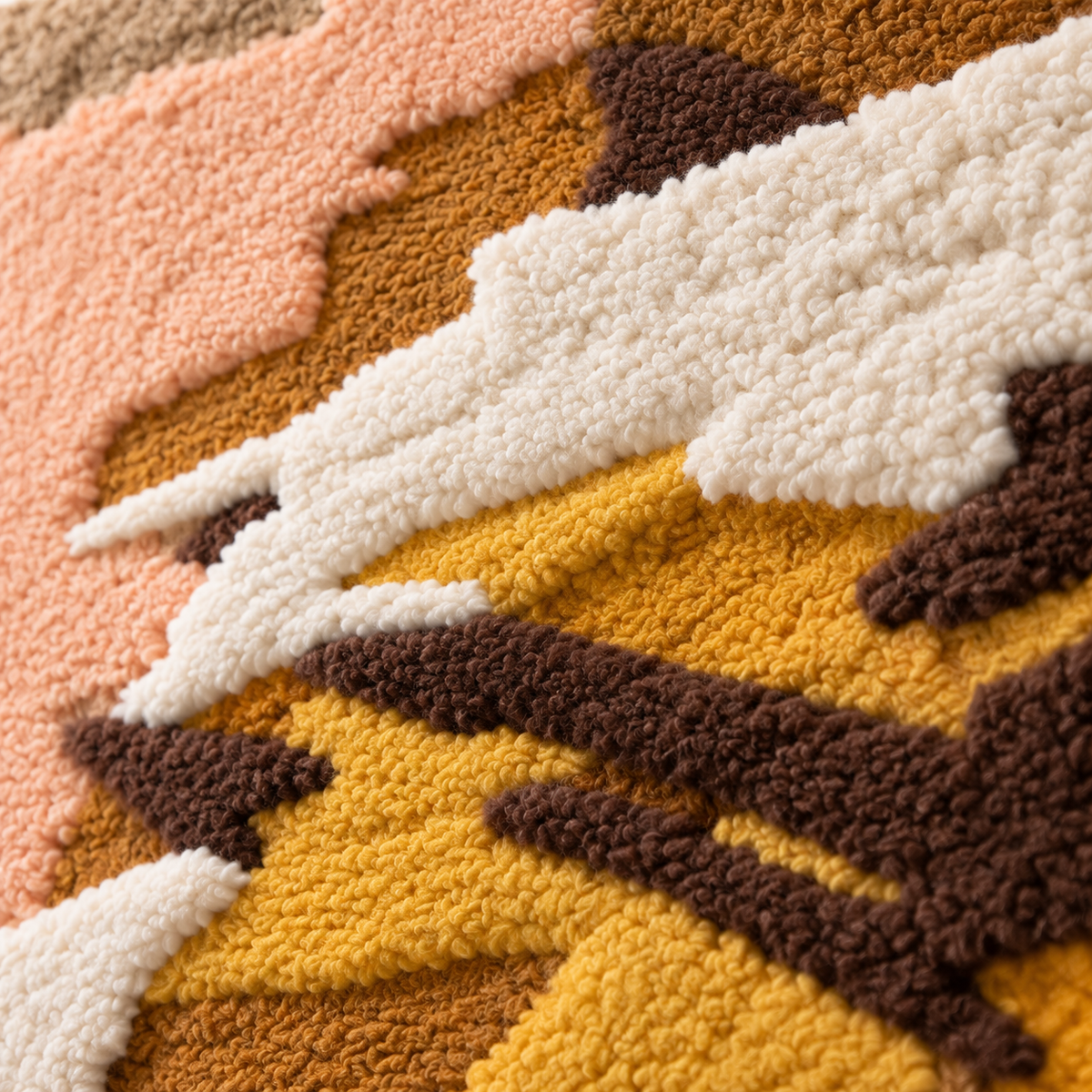 Ochre Windswept Marks — tufted wool texture detail