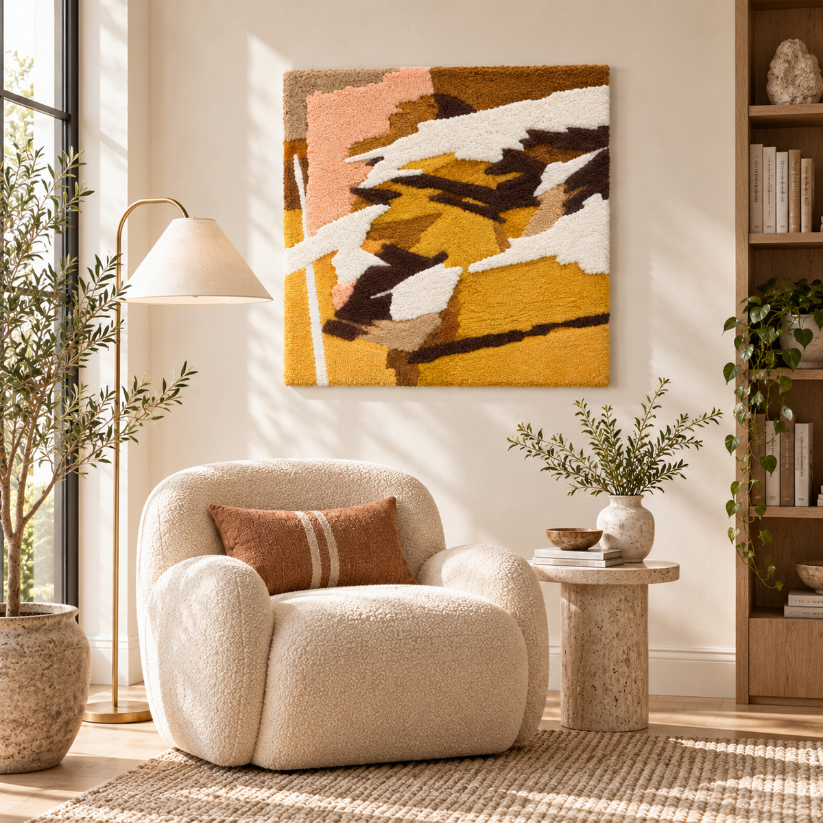 Ochre Windswept Marks — room setting 1