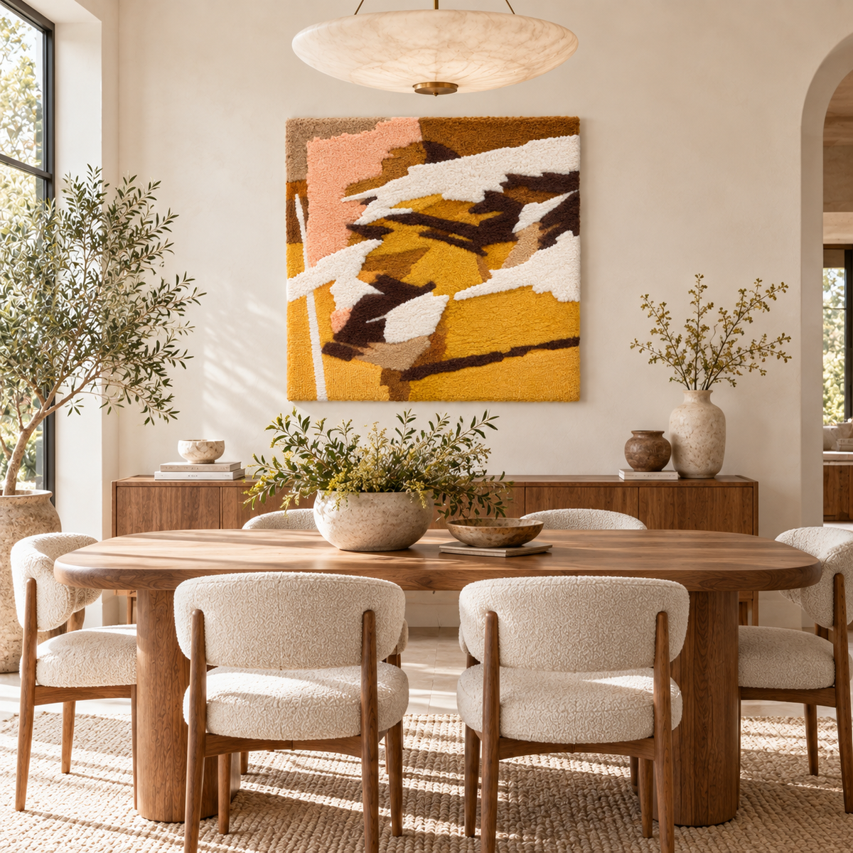 Ochre Windswept Marks — room setting 2