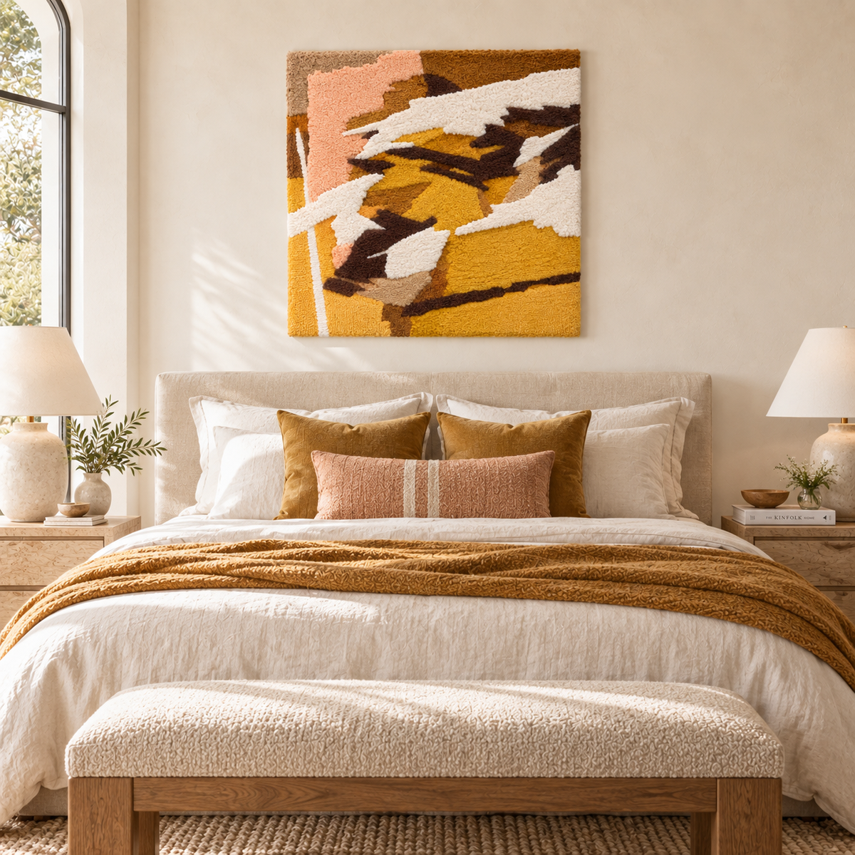 Ochre Windswept Marks — room setting 3