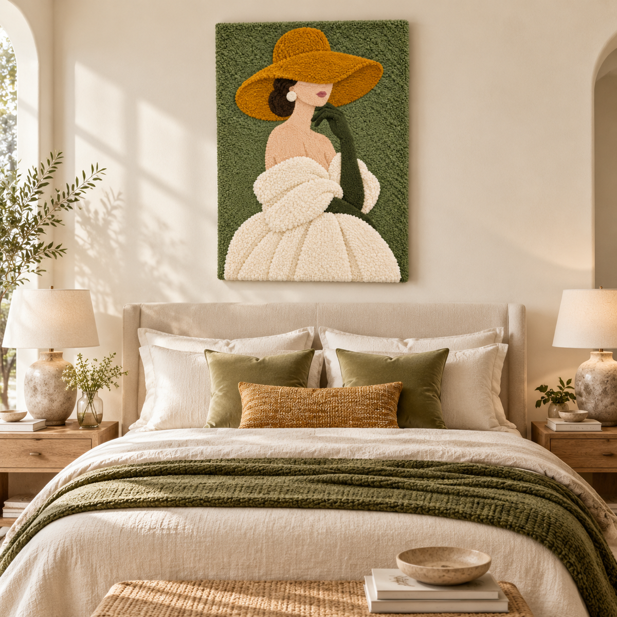 Olive Afternoon Muse — room setting 1