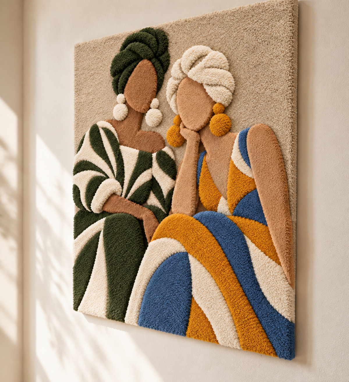 Olive and Ochre Conversation — angled relief view