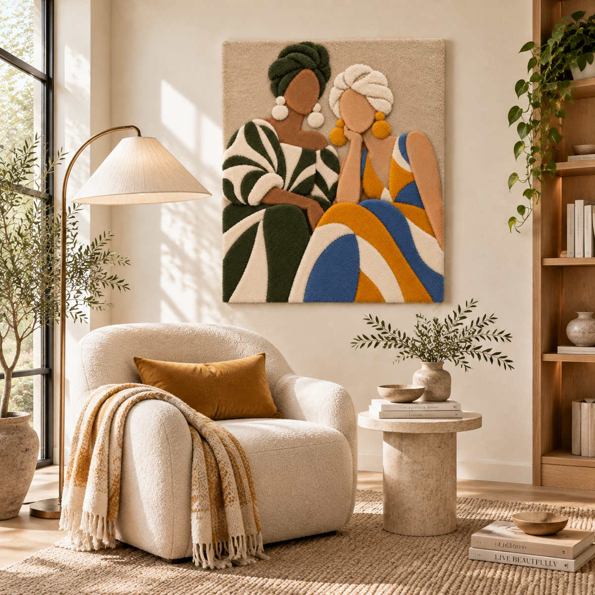 Olive and Ochre Conversation — room setting