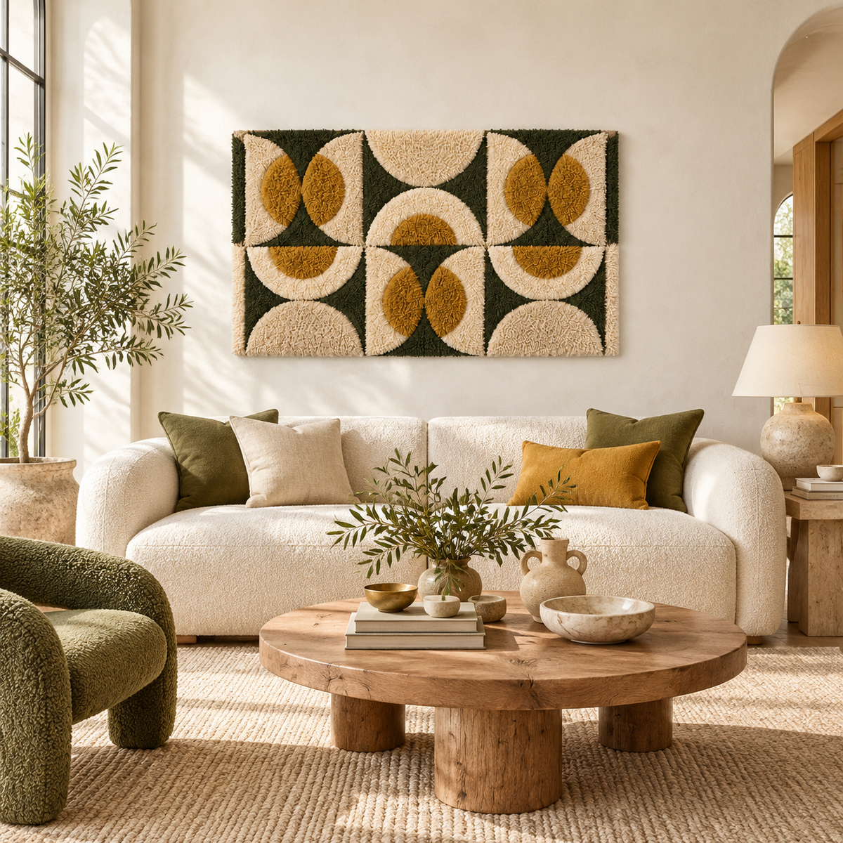 Olive and Ochre Rhythm — front-facing room scene [room-front]