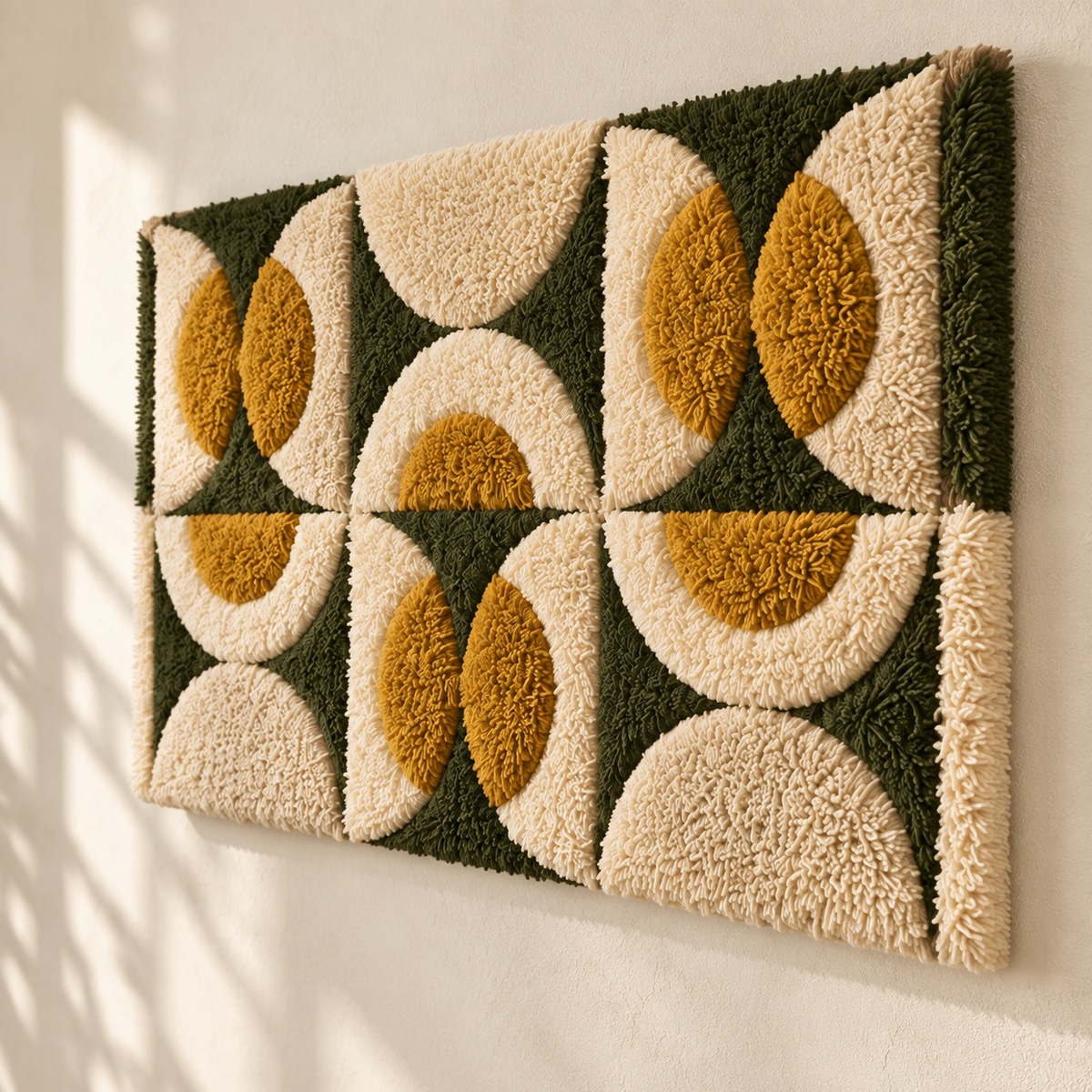 Olive and Ochre Rhythm — angled relief view