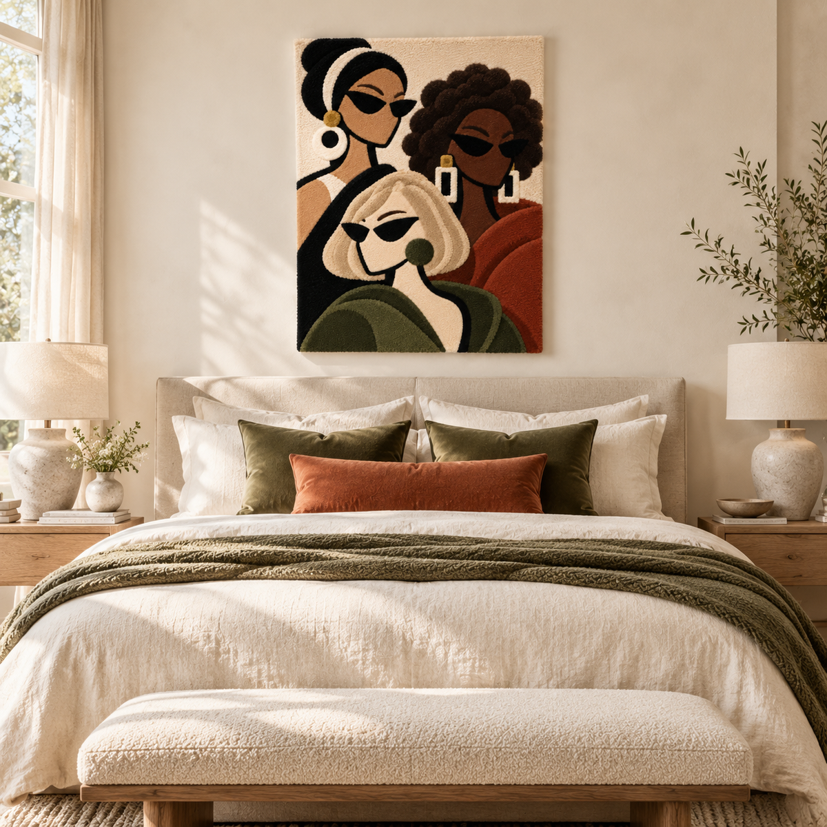 Olive and Rust Trio — room setting 1