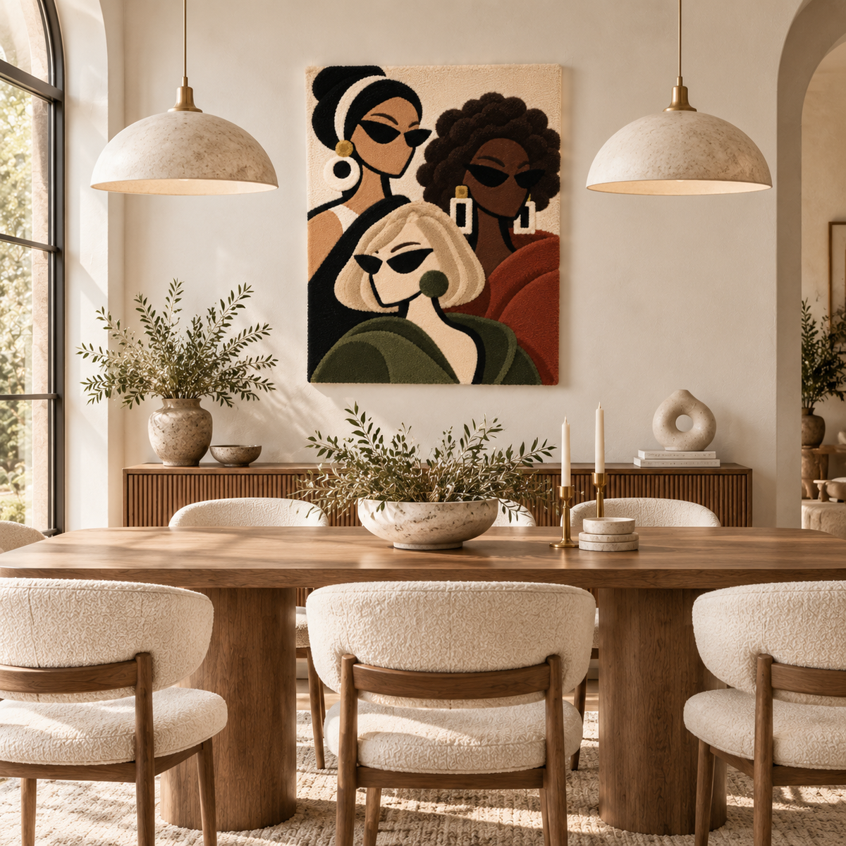 Olive and Rust Trio — room setting 3