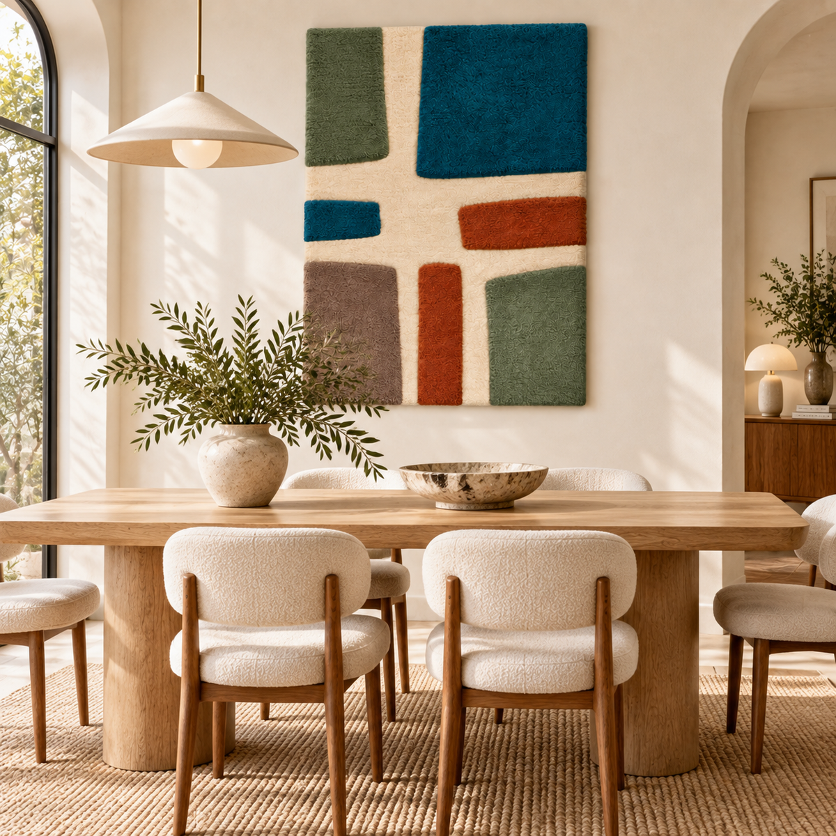 Olive and Teal Courtyard Blocks — front-facing room scene [room-front]