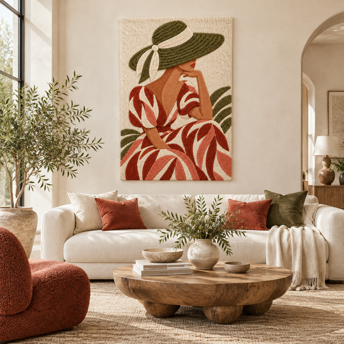 Olive Brim and Rust Leaves — front-facing room scene [room-front]