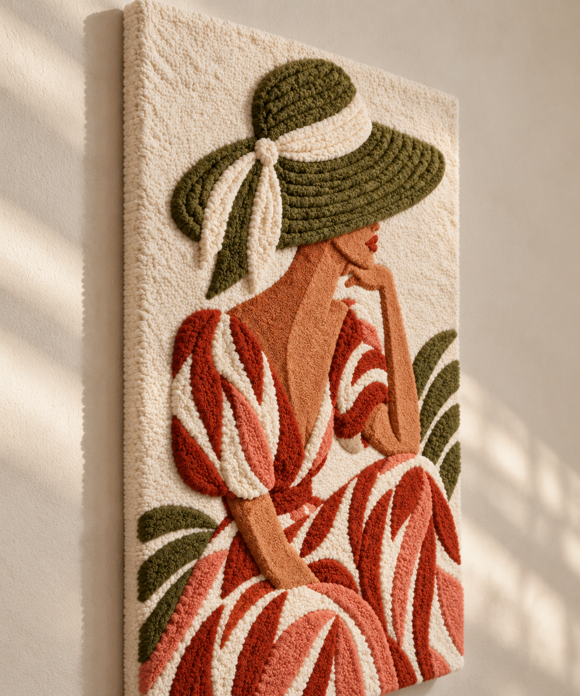 Olive Brim and Rust Leaves — angled relief view