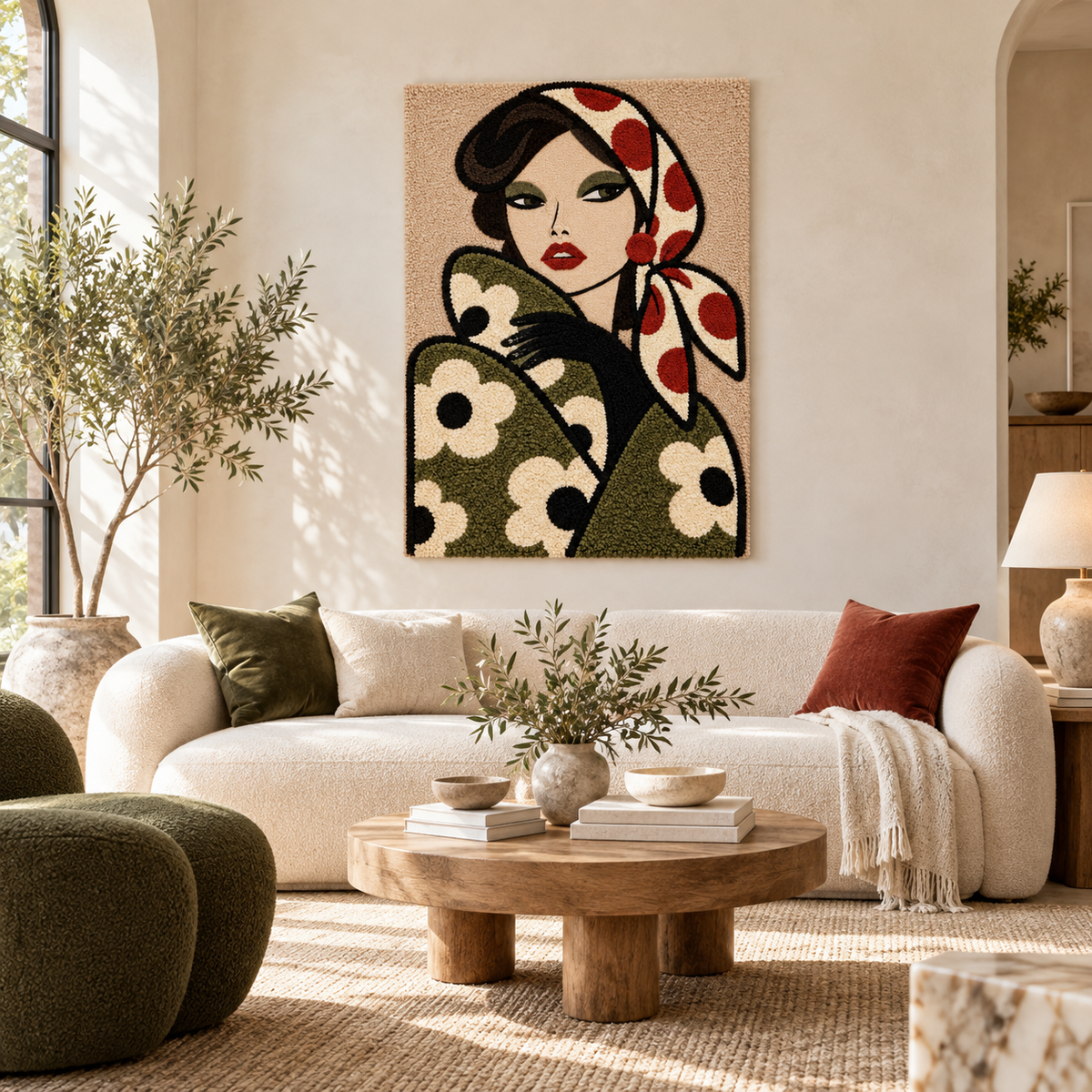 Olive Daisy Headscarf Muse — front-facing room scene [room-front]