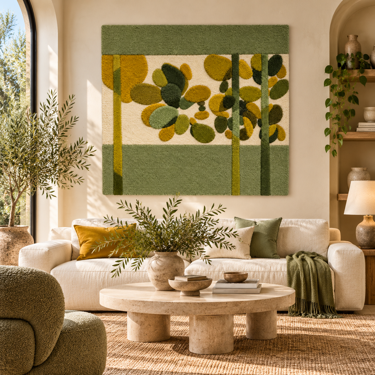 Olive Floating Leaves by Hewn Earth Studio — room setting
