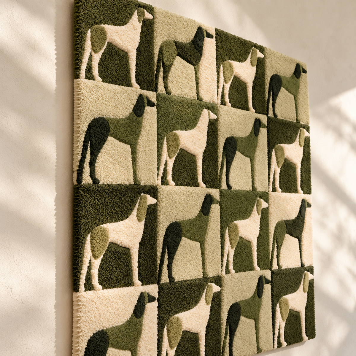 Olive Greyhound Parade by Hewn Earth Studio — angled relief view